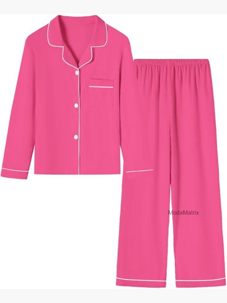 Girls' Long Sleeve Pajama Set Button-Down Sleepwear